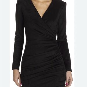 MAJE Elegant faux suede KORY Black Wrap Dress